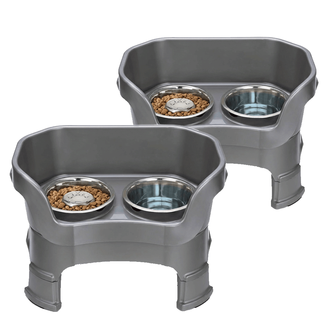 2x Elevated Mess-Proof Adjustable Dog Feeder