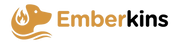 Emberkins logo with dog and flame icon