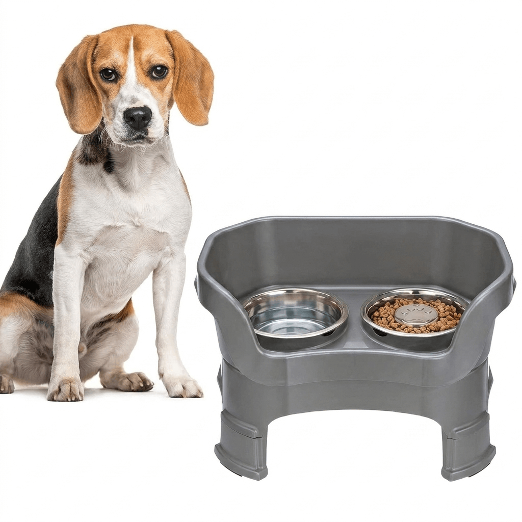 2x Elevated Mess-Proof Adjustable Dog Feeder
